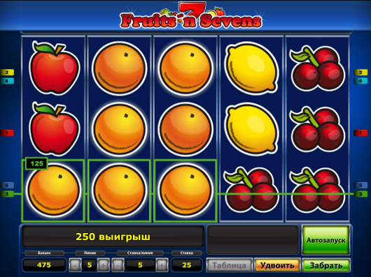 Игровой автомат Fruits'n'sevens - огромные шансы на успех в онлайн казино Вулкан Платинум