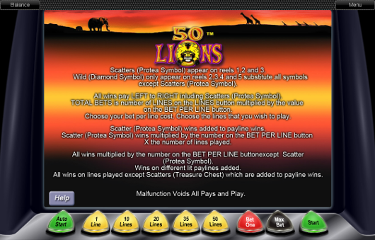 Игровой слот 50 Lions - богатства дикой Африке в Вулкан 777 казино